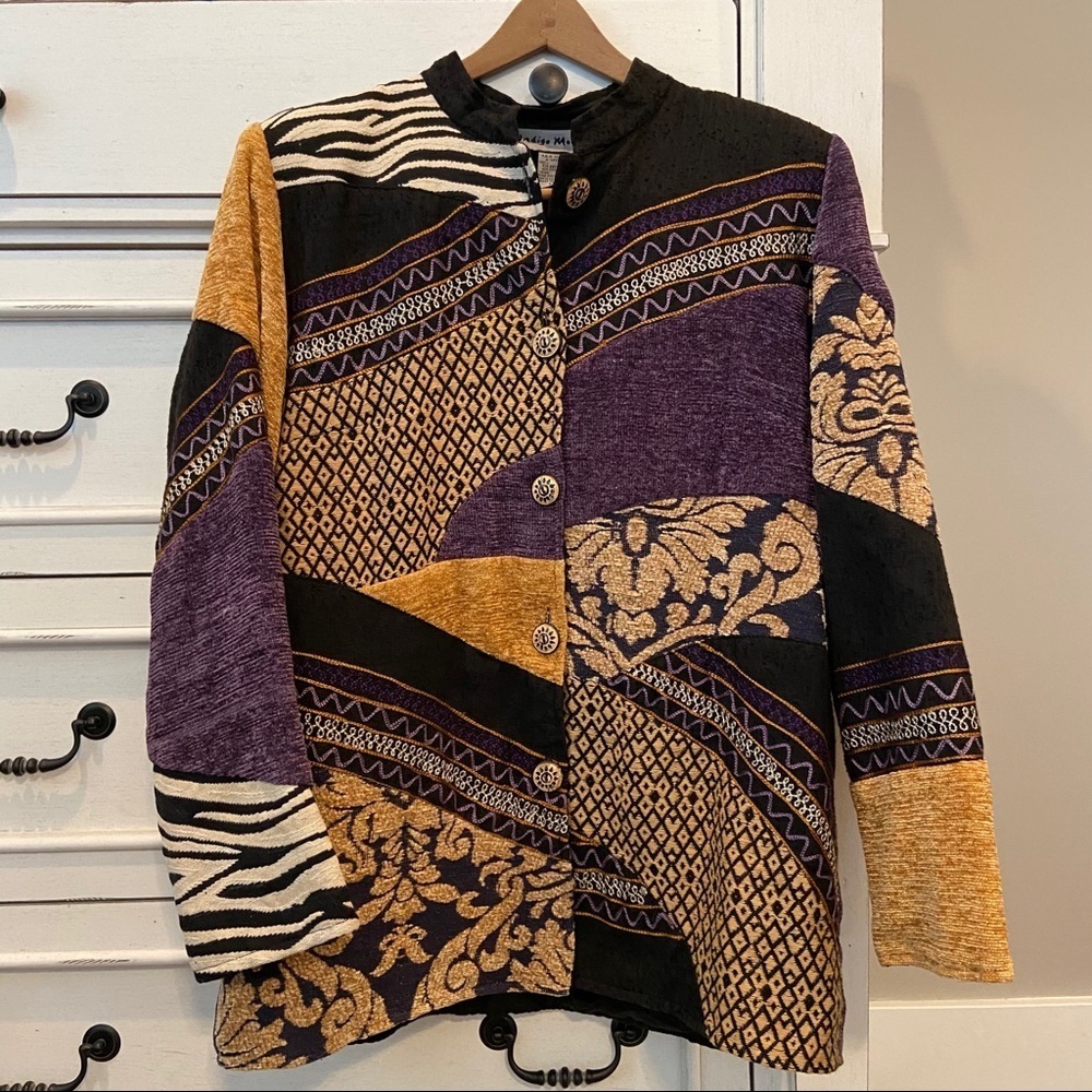 Indigo Moon Boho Patchwork Jacket. Size Medium.
